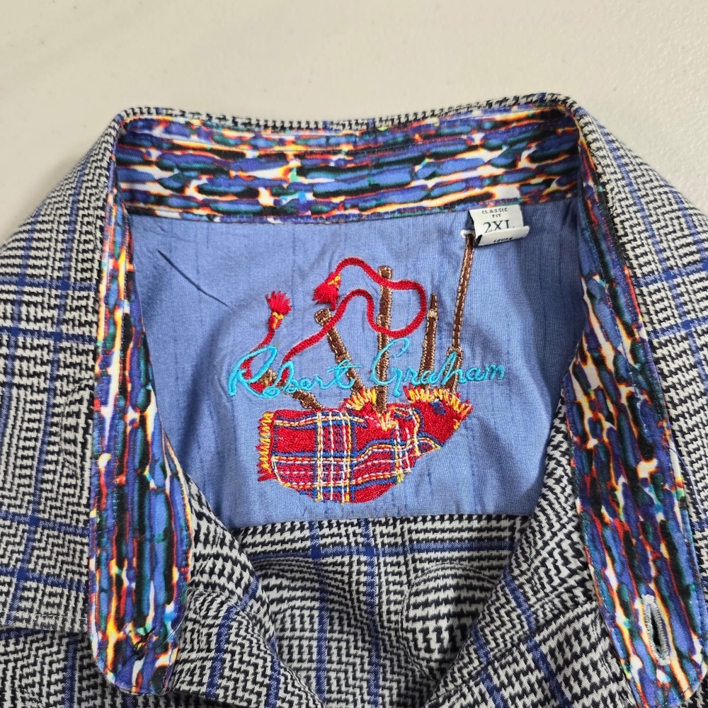 ROBERT GRAHAM Men's Dash Art Long Sleeve Button Up XXL 2XL Gray Blue - Picture 3 of 13